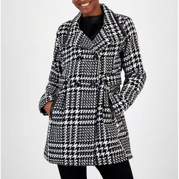 BCX‎ Junior's Houndstooth Double Breasted Belted Coat Size:XL NWT - Picture 1 of 15